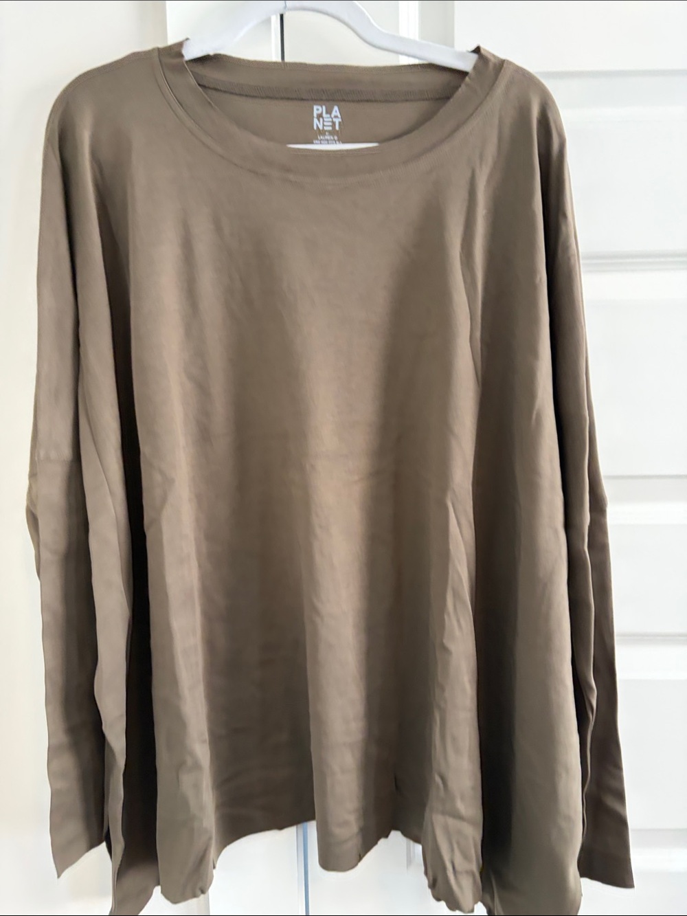Planet Olive Long Sleeve Tee, one size- Pima cotton.
